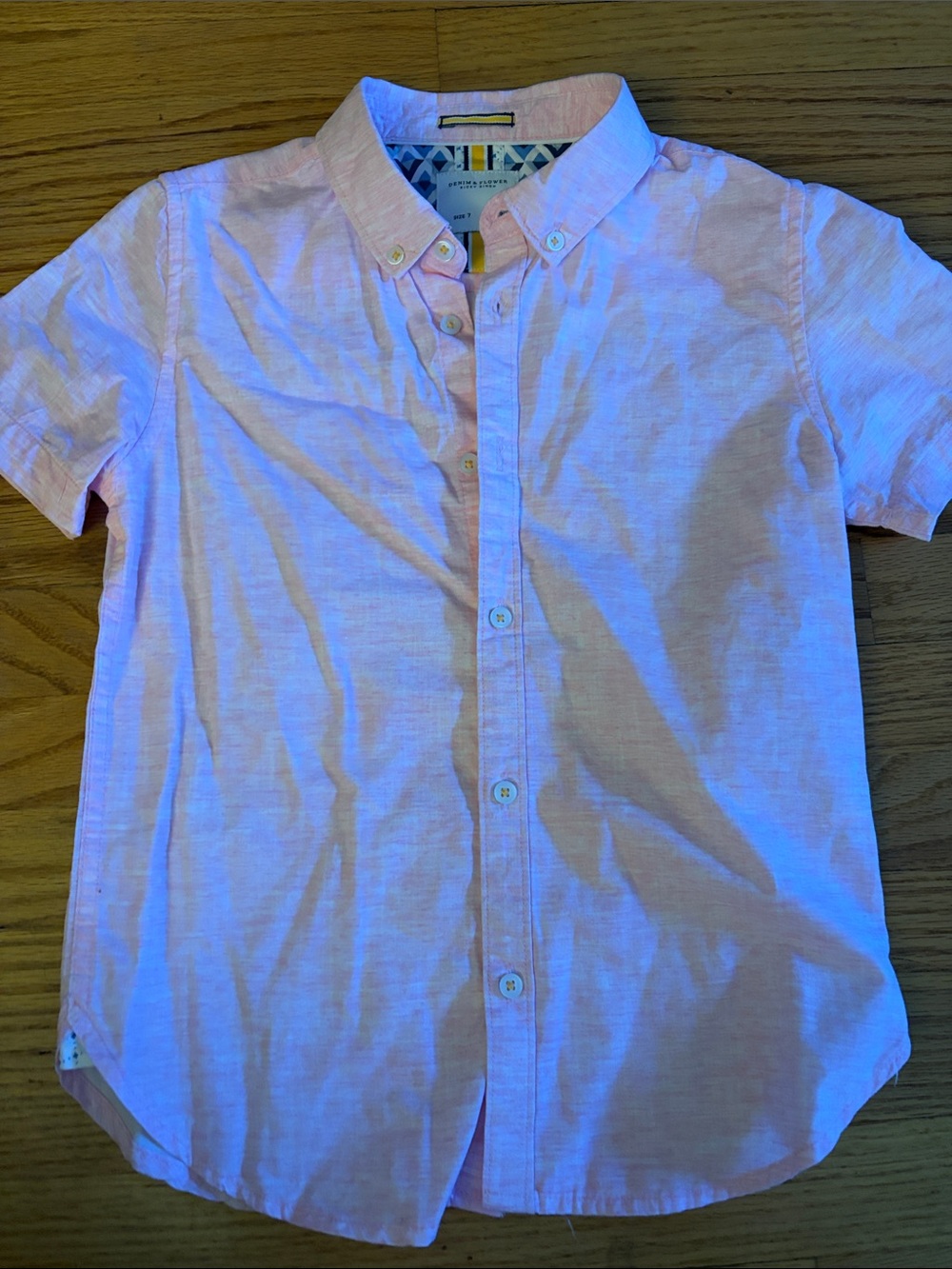 Boys' Lightweight Short-Sleeve Button-Down Shirt - Pink